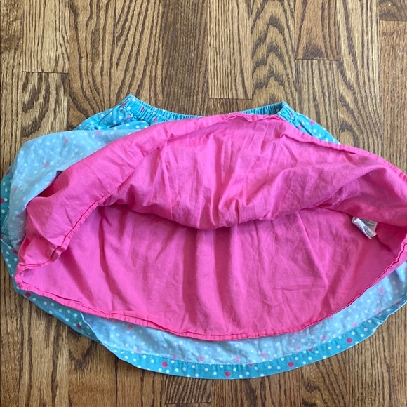 Turquoise with pink/white polka dots, Mini Boden lightweight corduroy skirt, 5-6 - Picture 7 of 12